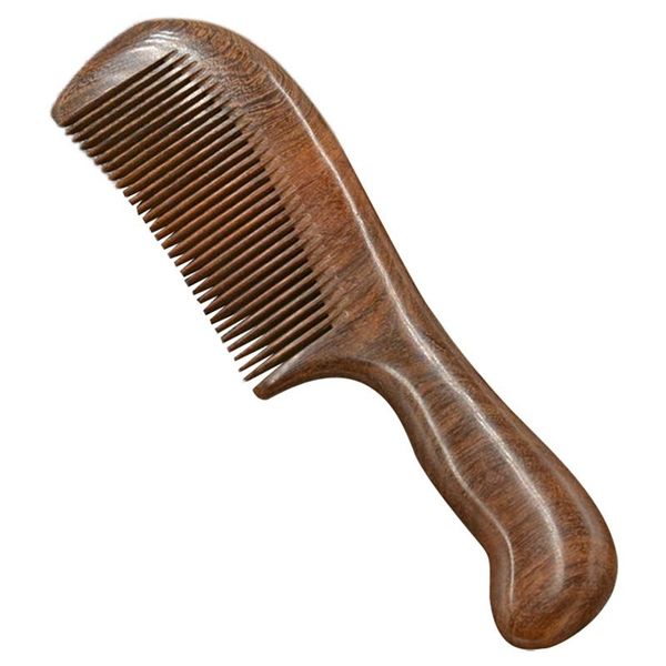 

sandalwood wide tooth comb curly hair portable coarse wooden massage tool brushes, Silver