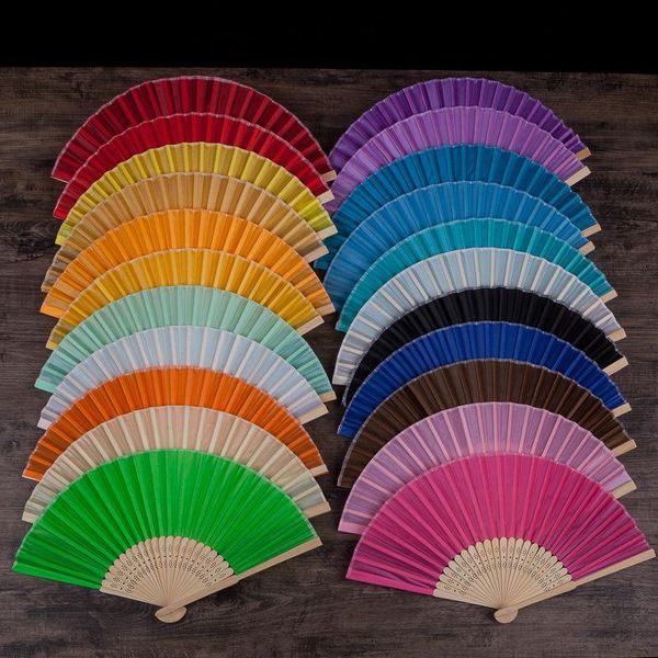 

1pcs brand 21cm folding wedding cloth fan silk favors for guests diy creation party favor