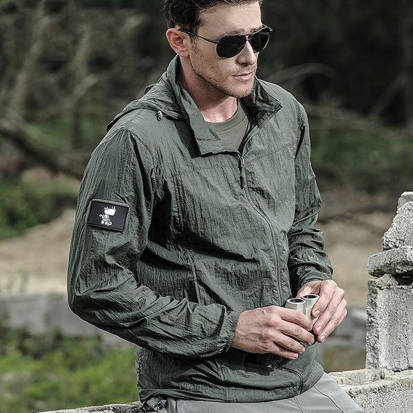 

tactical lightweight waterproof jacket men summer breathable thin hoody raincoat military portable windbreaker army skin jackets men's, Black;brown