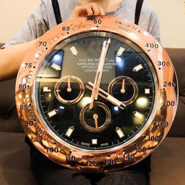 

luxury silent sweep wall clock modern design gold large watch home stainless steel calendar luminous gift with clocks