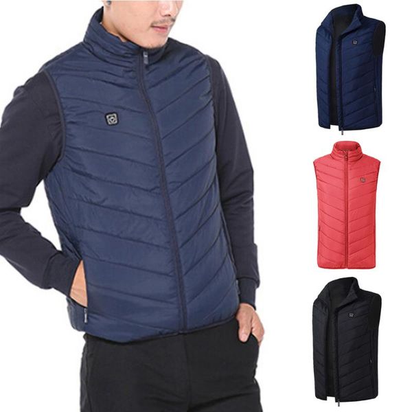 

racing jackets 2021 winter thermal cloth feather outdoor electric heated vest usb heating camping hiking warm hunting jacket, Black;red