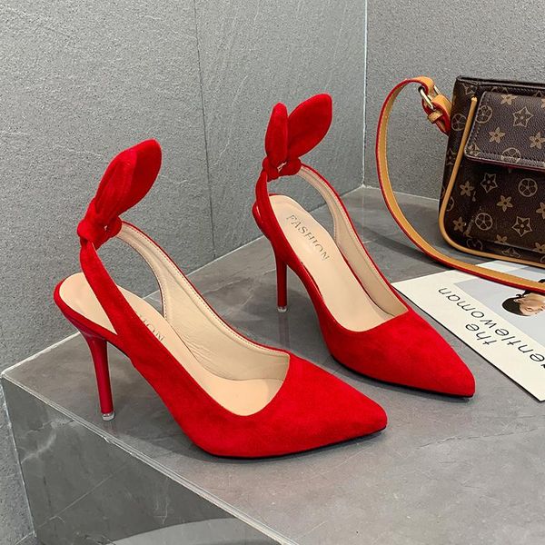 

dress shoes ladies high heels 2021 autumn pointed stiletto fashion wedding party red zapatillas mujer, Black
