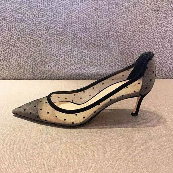 

dress shoes european mesh nude high heels ladies spring summer stiletto french women's pointed toe party wedding pumps, Black