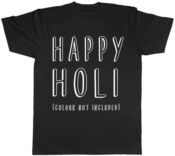 

happy holi festival of colours mens t-shirt tee, White;black