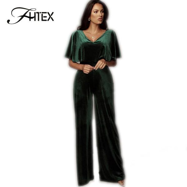 

women's jumpsuits & rompers elegant v neck ruffles sleeve wide leg jumpsuit women half slim casual going out party club overalls, Black;white