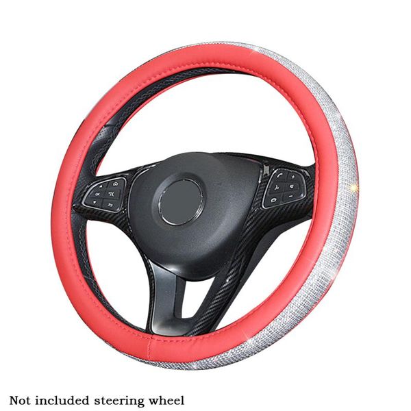 

steering wheel covers odorless easy install soft cover lightweight decorative faux leather bling rhinestone accessories universal fit