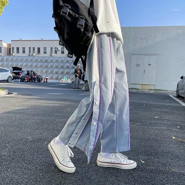 

men's pants wide leg couple korean loose straight tube drop summer breasted streetwear joggers sport pantalon homme sale, Black