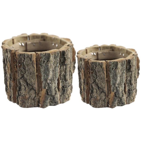 

vases 2pcs wooden succulent plant pot creative bonsai flower home decoration
