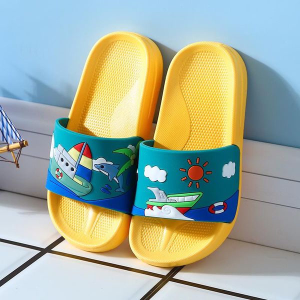 

slipper children' sandals and slippers soft-soled boys' home shoes bath summer indoor cartoon non-slip, Black;grey