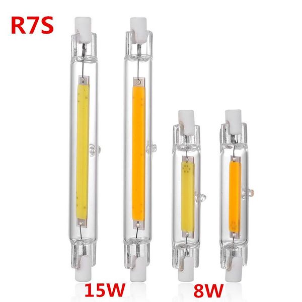 

bulbs dimmable r7s cob led lamp bulb glass tube for replace halogen light spot 78mm 118mm ac 110v 220v energy saving lighting