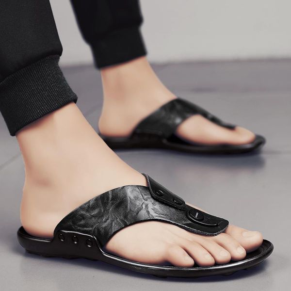 

men slippers summer men's beach flip-flops sandals casual shoes soft bottom zapatos de mujer for, Black