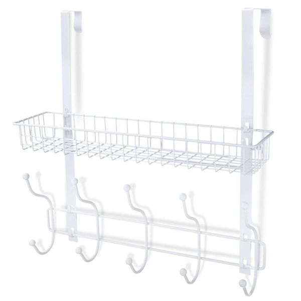 

kitchen storage rack spice cooker shelf wall mounted hanging basket door back hanger multifunction white bathroom shelves