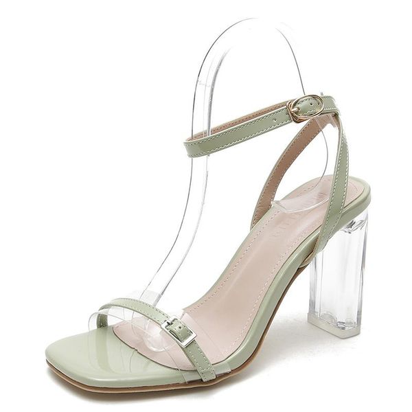 

dress shoes summer fashion high-heeled rhinestone outer wear transparent crystal heel net red fairy sandals, Black