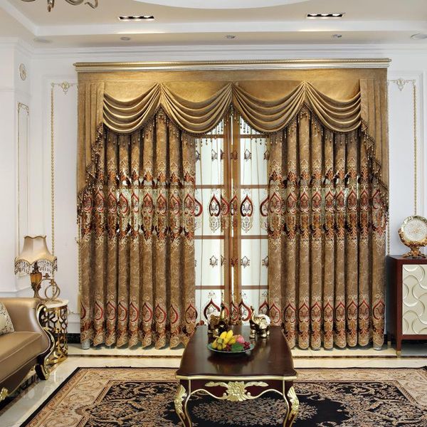 

curtain & drapes 2021 european embroidery luxury villa living room bedroom dining balcony floor high-end jacquard chenille blackout curtains