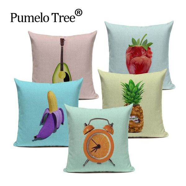 

creative fruit cushion cover avocado banana pineapple tea throw pillow cotton linen decor home sofa for car custom case cushion/decorative