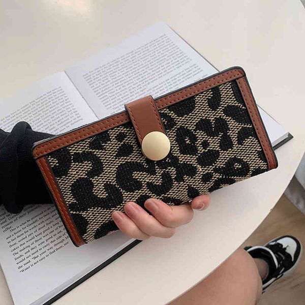 

2022 factory wholesale canvas short purse women's long contrast color folding change clip multi card buckle handbag tide bag ins