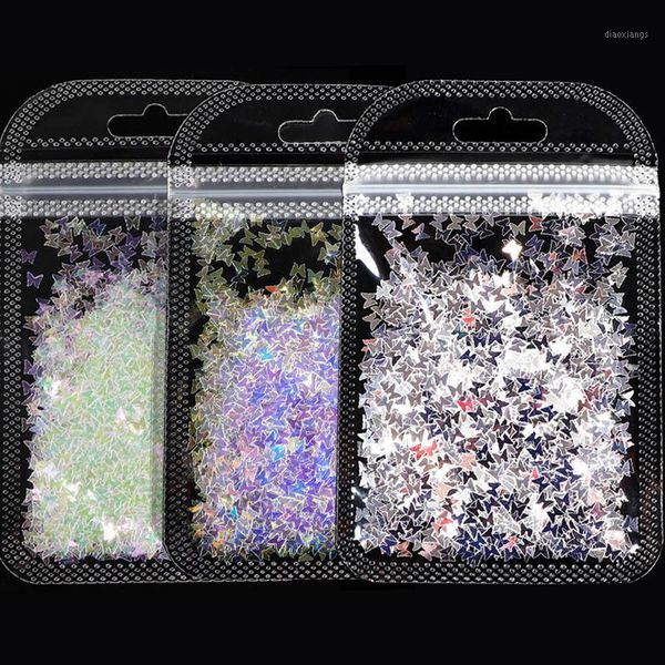 

mirror sparkly butterfly nail sequins paillette mixed colors holographic glitter flakes slices manicure 3d nails art accessories1, Silver;gold