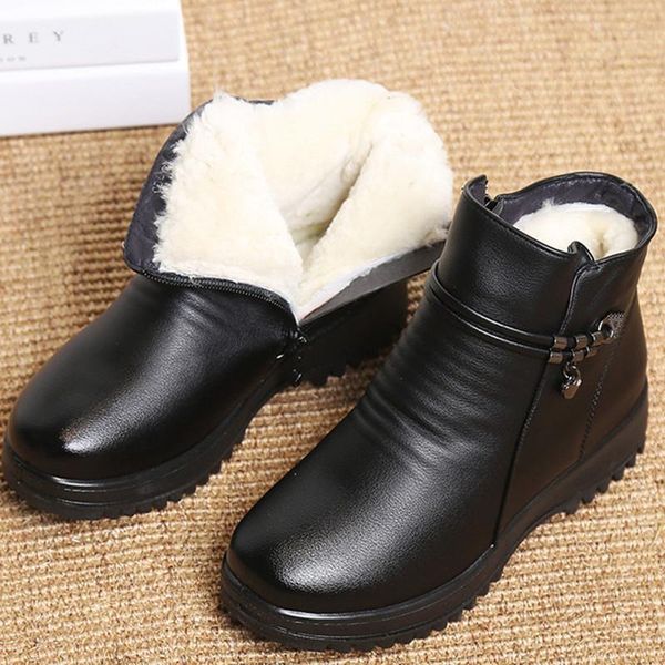 

boots solid black women snow metal classic furry winter shoes female ankle