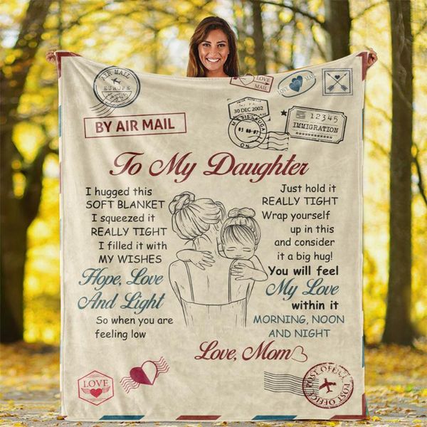 

blankets to my daughter from mom letter flannel throw double-sided fleece blanket