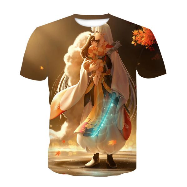 

fashion new summer t-shirt inuyasha seri printed boys and girls cute sports short sve t-shirt6gd3, White;black