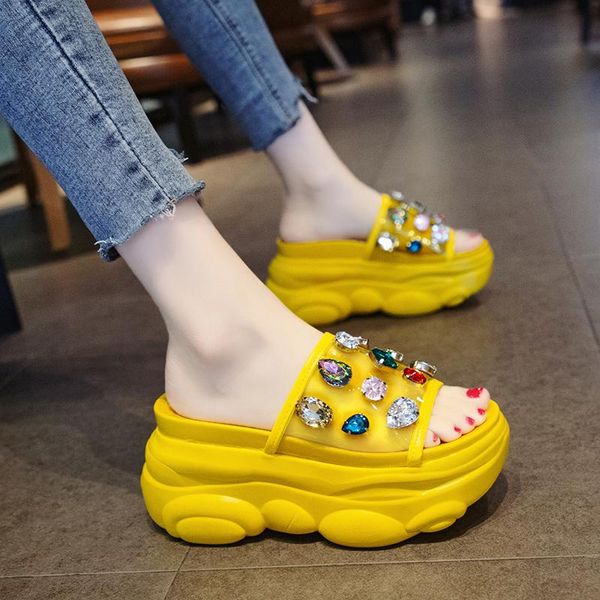 

slippers glitter slides women's 2021 sliders shoes fenty beauty platform heeled mules on a wedge multicolored sandals jelly, Black
