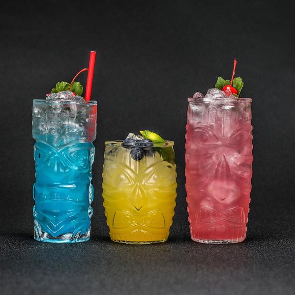 

wine glasses bar tiki mug- hawaiian style glass clear tumblers