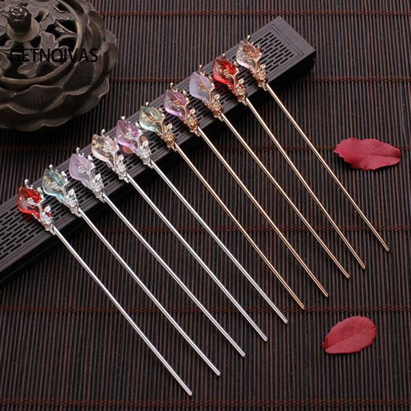 

hair clips & barrettes leaf sticks smooth edges easy to fix chopsticks chinese style retro headdress hanfu clothing accessories sl, Golden;silver