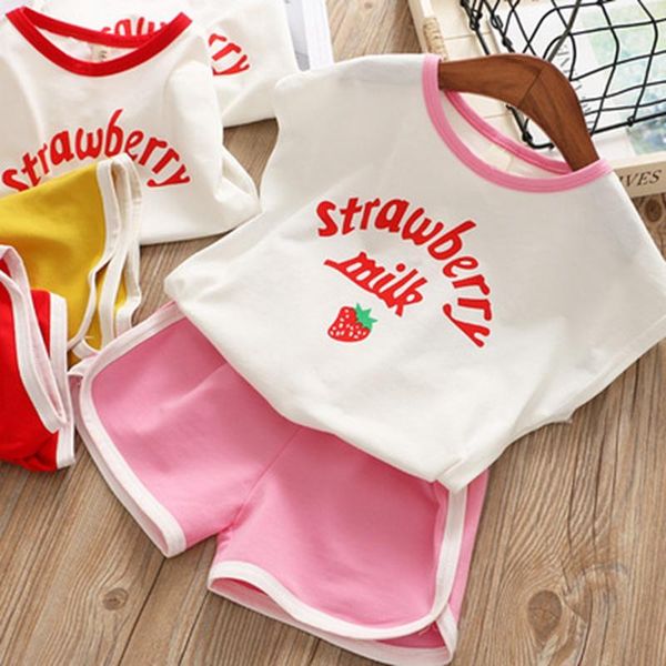 

clothing sets summer toddler girls clothes set 2021 t-shirt + short pants baby girl outfits children kids suit 5 6 7 8 years, White