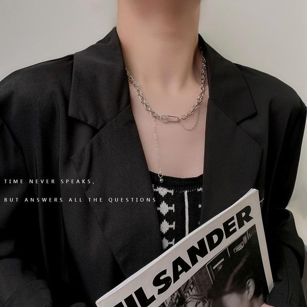 

pendant necklaces tassel woman beads necklace women chain lovers jewelry wedding silver color trendy kpop party metal collier