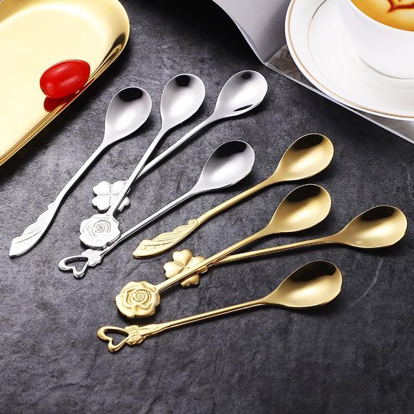 

spoons 304 stainless steel coffee stirring spoon exquisite wings rose heart-shaped ice cream gift