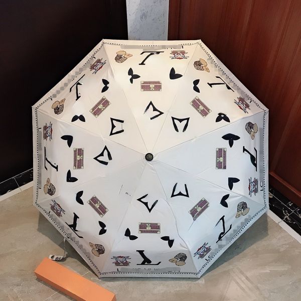 Дизайнер L Автоматический винтажный ретро-цветочный зонт с буквенным принтом, подходящий для солнечного дождя, женские зонтики, складные зонтики для девочек для мужчин и женщин