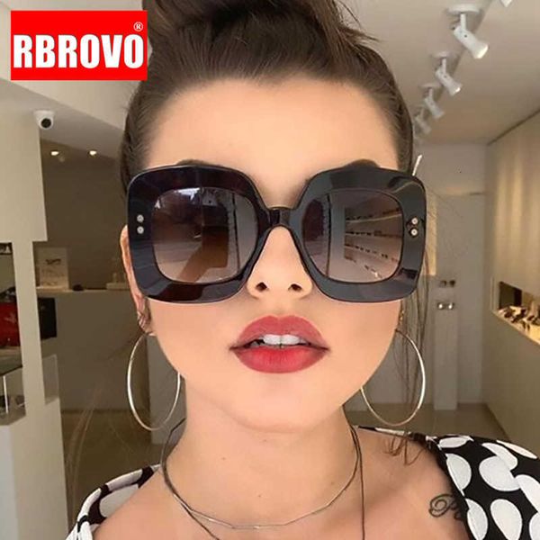 

sun glasses rbrovo square retro glasses women 2021 luxury /men oversized glasses vintage oculos de sol feminino, White;black