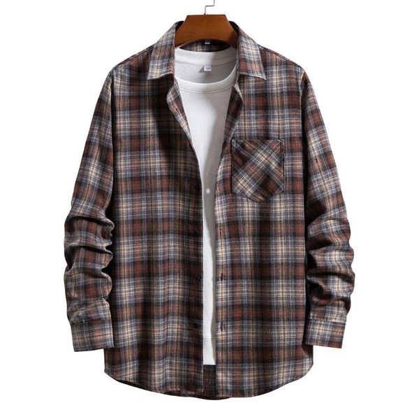 

men's casual shirts 2021 shirt long sleeve plaid print color block loose leisure extra large single for men clothing, White;black