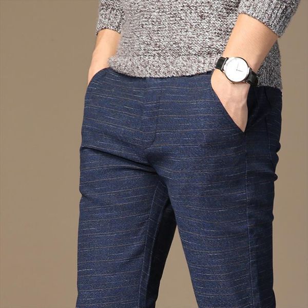 

mrmt brand trousers casual elastic women pants straight thick male striped clothes man trouser, Black