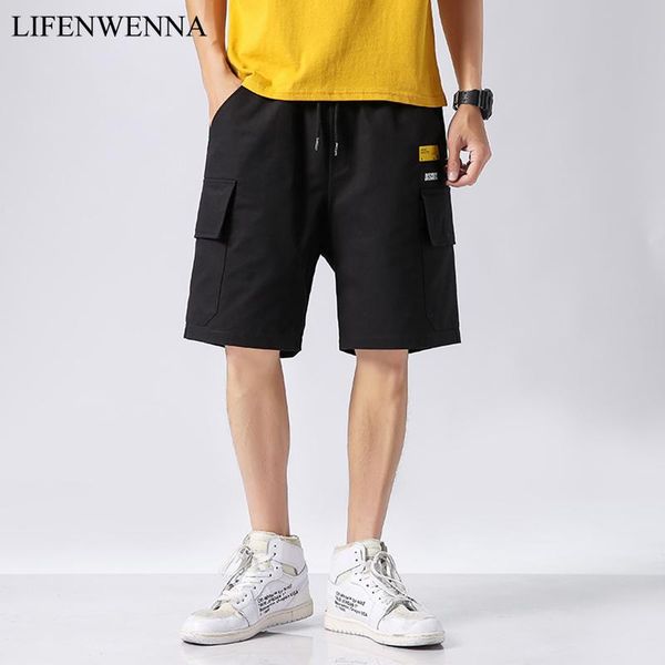 

men's casual shorts 2021 summer arrival solid loose men elastic waist big pocket short pants male brand plus size 5xl, White;black