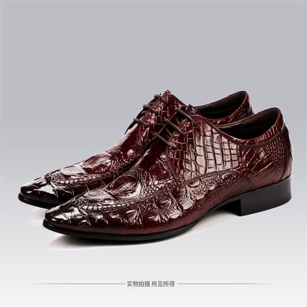 

dress shoes crocodile-print men's shoes, cowhide british. leather business suit. pointy shoes. wedding, Black