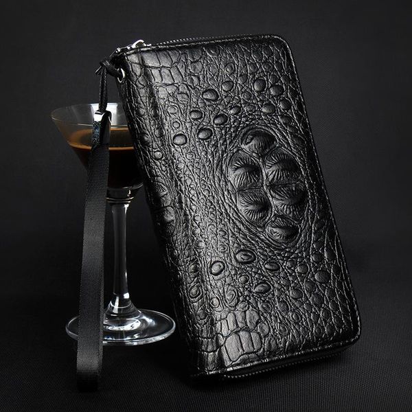 

wallets men business long style clutch bag card holder male quality double zipper large capacity luxury wallet for 2021, Red;black