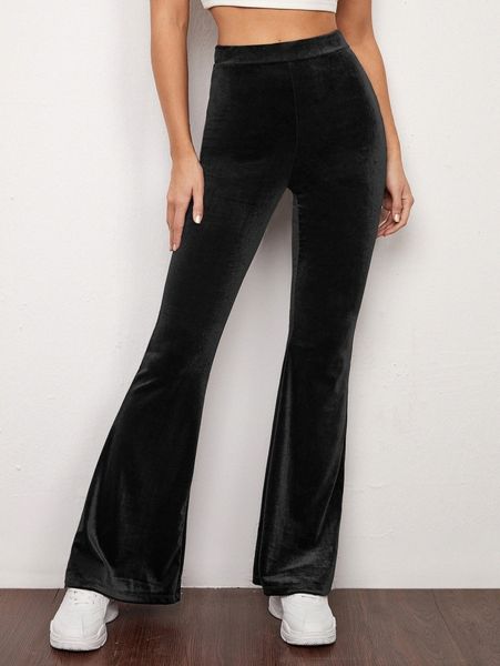 

flare leg velvet pants b0gg#, Black;white