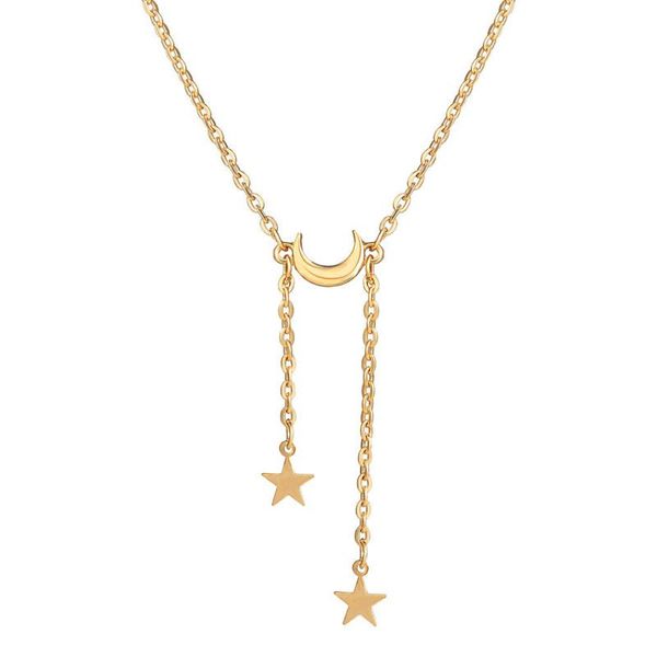 

pendant necklaces fashion simple star and moon tassel necklace for women kpop statement jewelry aesthetic accesories neck chains, Silver