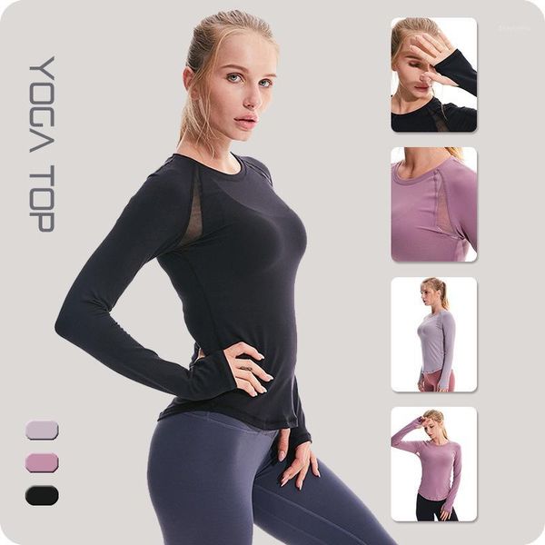 

yoga outfits spring and summer fitness body-hugging net red clothes tight long-sleeved dancing dress, White;red