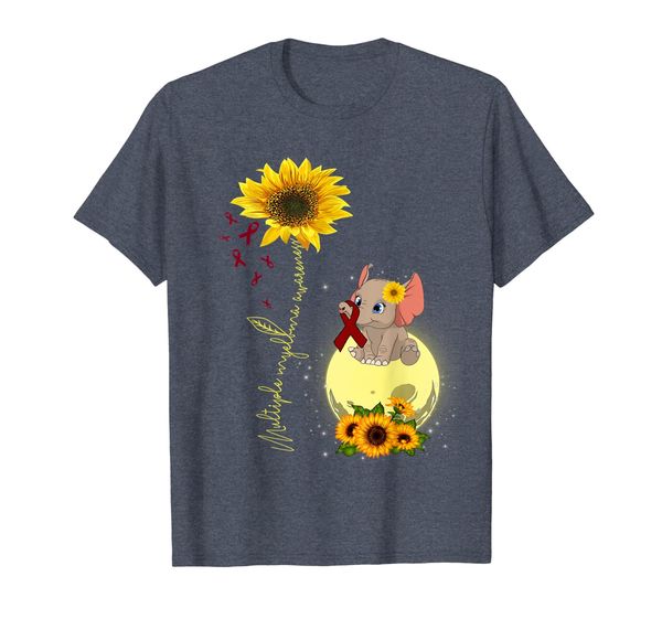 

multiple myeloma awareness shirt elephant sunflower, White;black