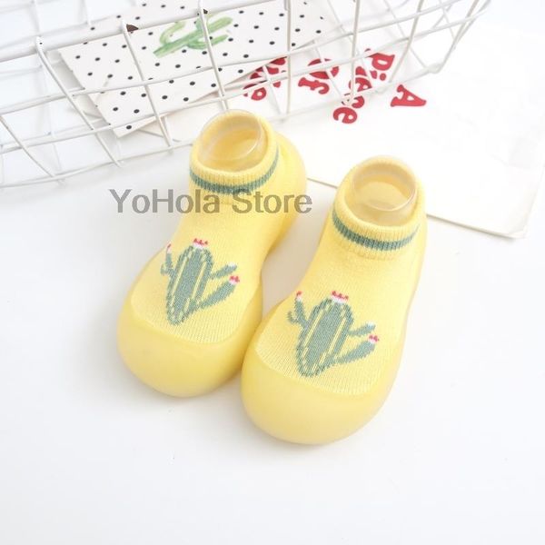 

first walkers baby yellow sock shoes nonslip floor wakers cartoon cactus girl soft rubber sole infant toddler