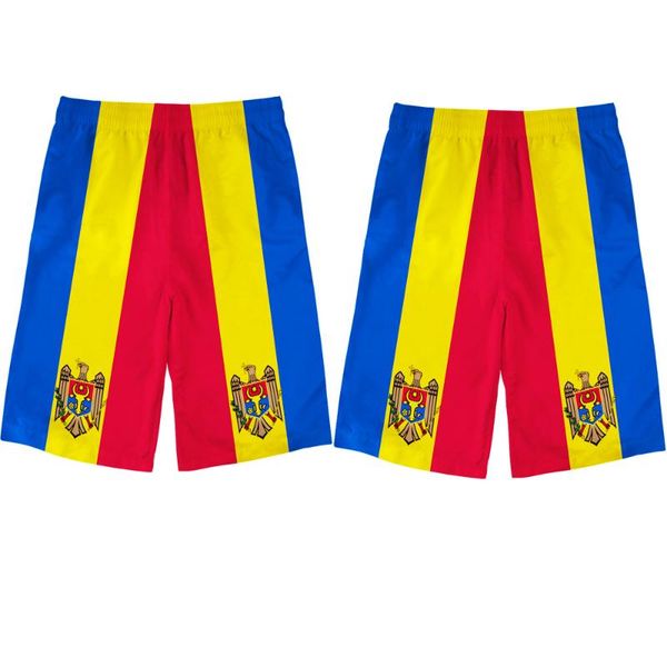 

men's shorts moldova male youth beach diy custom made name number po mda nation flag md country college casual, White;black