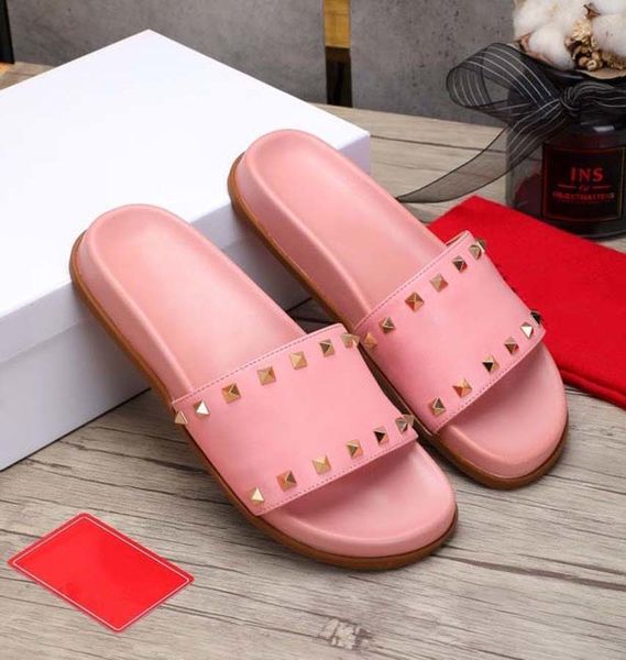 

classics fashion man women slipper sandals slides summer real leather platform flats shoes ladies beach slippers home011 26, Black