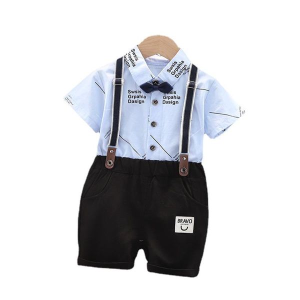 

summer children gentleman clothes baby boys fashion shirt shorts 2pcs/sets kids infant casual clothing toddler trendy sportswear sets, White