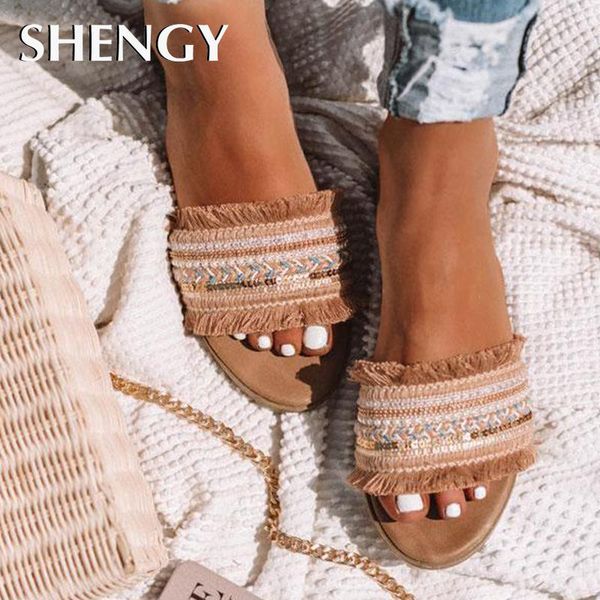 

slippers 2021 summer women flat openwork woven fabric mixed colors sandals rome retro casual shoes female outdoor home, Black