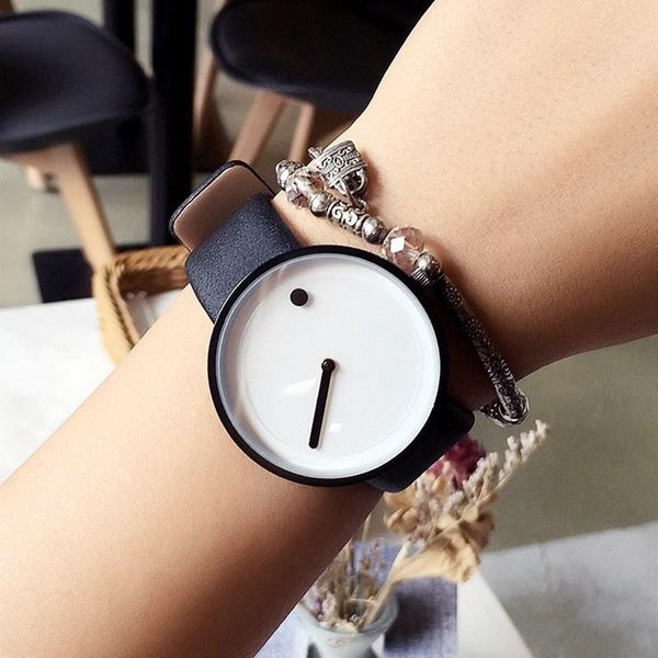 

wristwatches simple and creative personality without pointer quartz watch for men women relogio feminino masculino, Slivery;brown