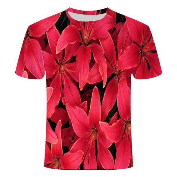 

men's t-shirts red petals 3d printing t-shirt for men women hip hop fashion loose short sleeve anime harajuku boys clothing dropshi, White;black