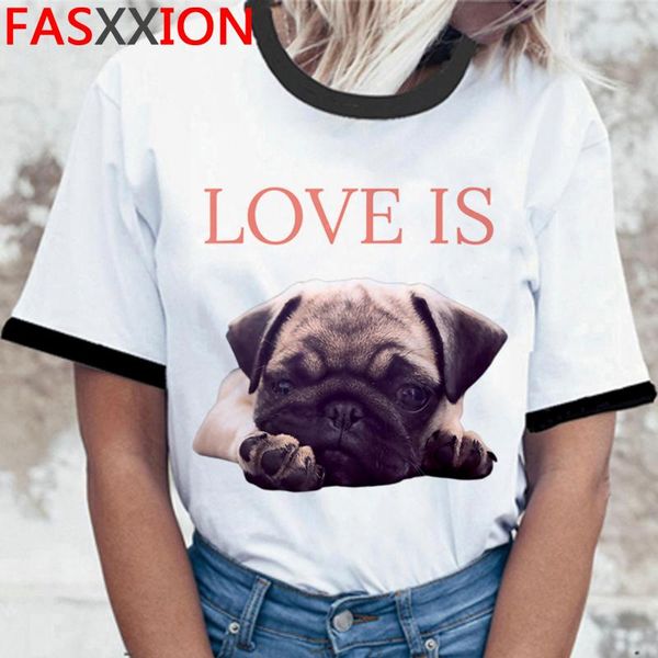 

women's t-shirt pug tshirt women ulzzang harajuku kawaii white t shirt tees graphic