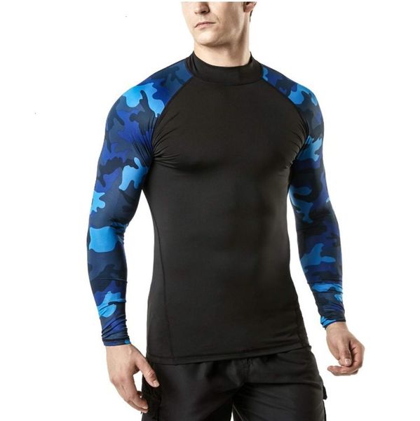 

men's t-shirts sunscreen clothing series for water sports tights surfsuit long sleeve t-shirt 3by8, White;black